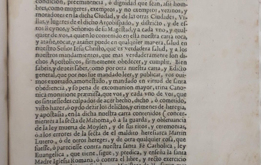 ¡Anatema! (y edictos de fe).  Papeles impresos del Tribunal de la inquisición
