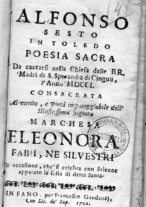 La centralidad de la periferia: «Alfonso VI in Toledo», un oratorio musical italiano de 1701